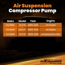 Indlæs billede til gallerivisning Air Suspension Compressor Pump W/ Bracket compatible for BMW X5 X6 E70 E71 E72 2008-2014