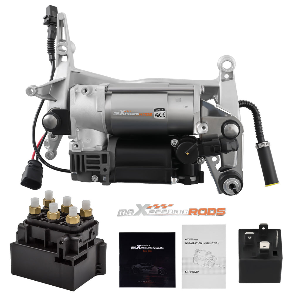 Luchtveringcompressor met Beugel + Klep Block geschikt voor Audi Q7 4L 4LB 4L0698007