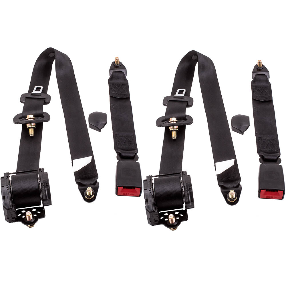 2x Verstelbare three 3 Point Safety Belts Lap Car Truck Retractable