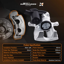 Lataa kuva Galleria-katseluun, Electronic Brake Caliper Rear Left compatible for Audi A4 B8 A5 8F7 8T3 8TA 8K0615403 300mm