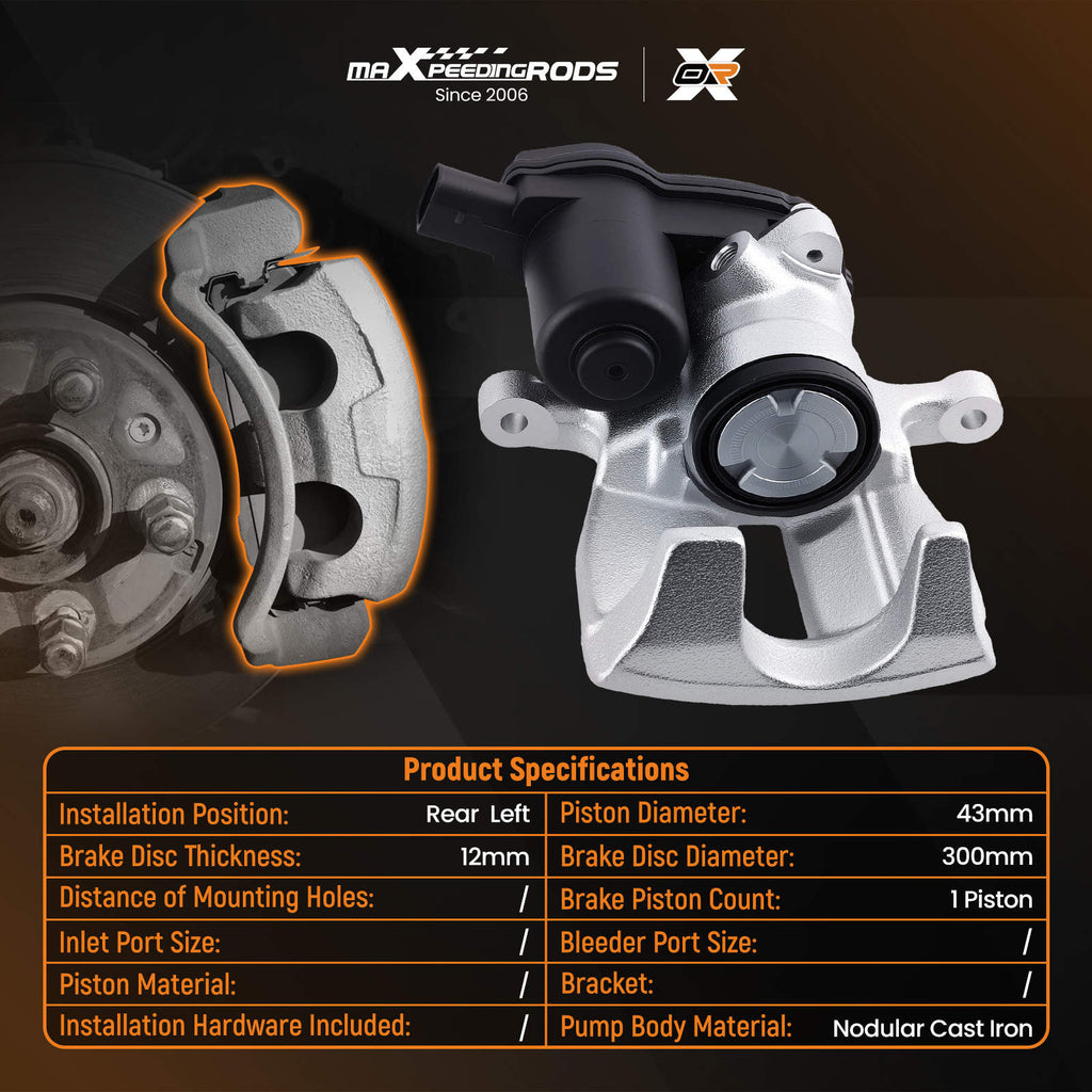 Electronic Brake Caliper Rear Left compatible for Audi A4 B8 A5 8F7 8T3 8TA 8K0615403 300mm