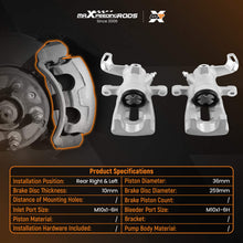 Indlæs billede til gallerivisning Pair Rear L R Brake Caliper forMini R56 Cooper 2006 Cabriolet R57 34216785611