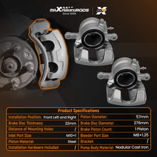 Ladda upp bild till gallerivisning, Front Brake Calipers Pair compatible for Mercedes A-Class W169 B-Class W245 2004-201222mm