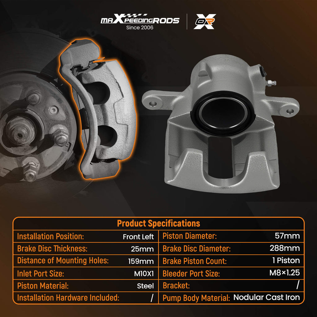 Front Left Side Brake Caliper Disc compatible for Mercedes A W169 B W245 A1694200983 57mm