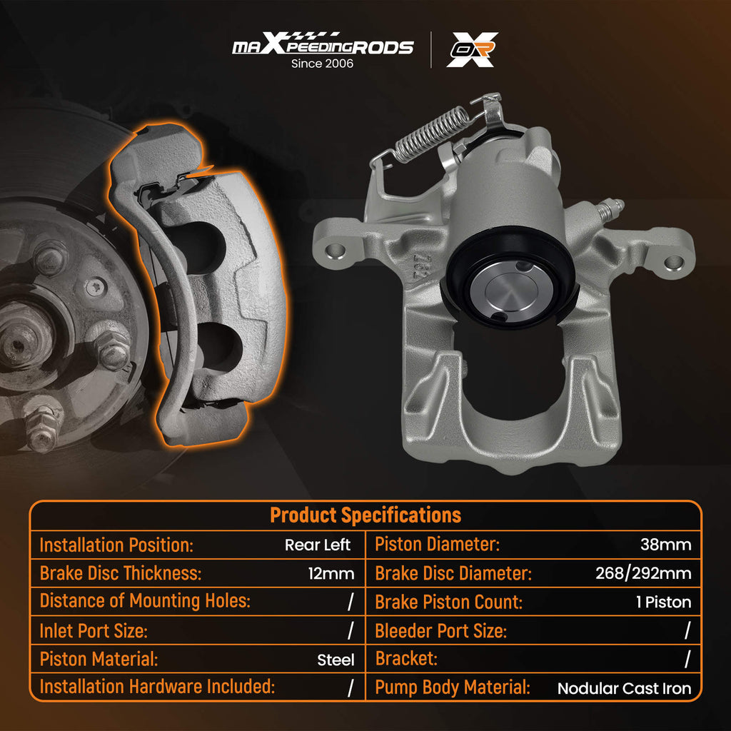 Floating Brake Caliper Rear Left compatible for Opel Mokka 2012- Compatible for Chevrolet Trax 430441 38mm