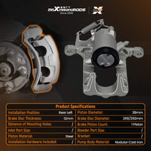 Last inn bildet i Galleri-visningsprogrammet, Floating Brake Caliper Rear Left compatible for Opel Mokka 2012- Compatible for Chevrolet Trax 430441 38mm