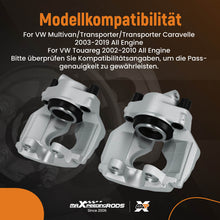 Indlæs billede til gallerivisning Front Brake Caliper Pair compatible for VW Transporter T5 T6 Touareg Caravelle 83-0764 60mm