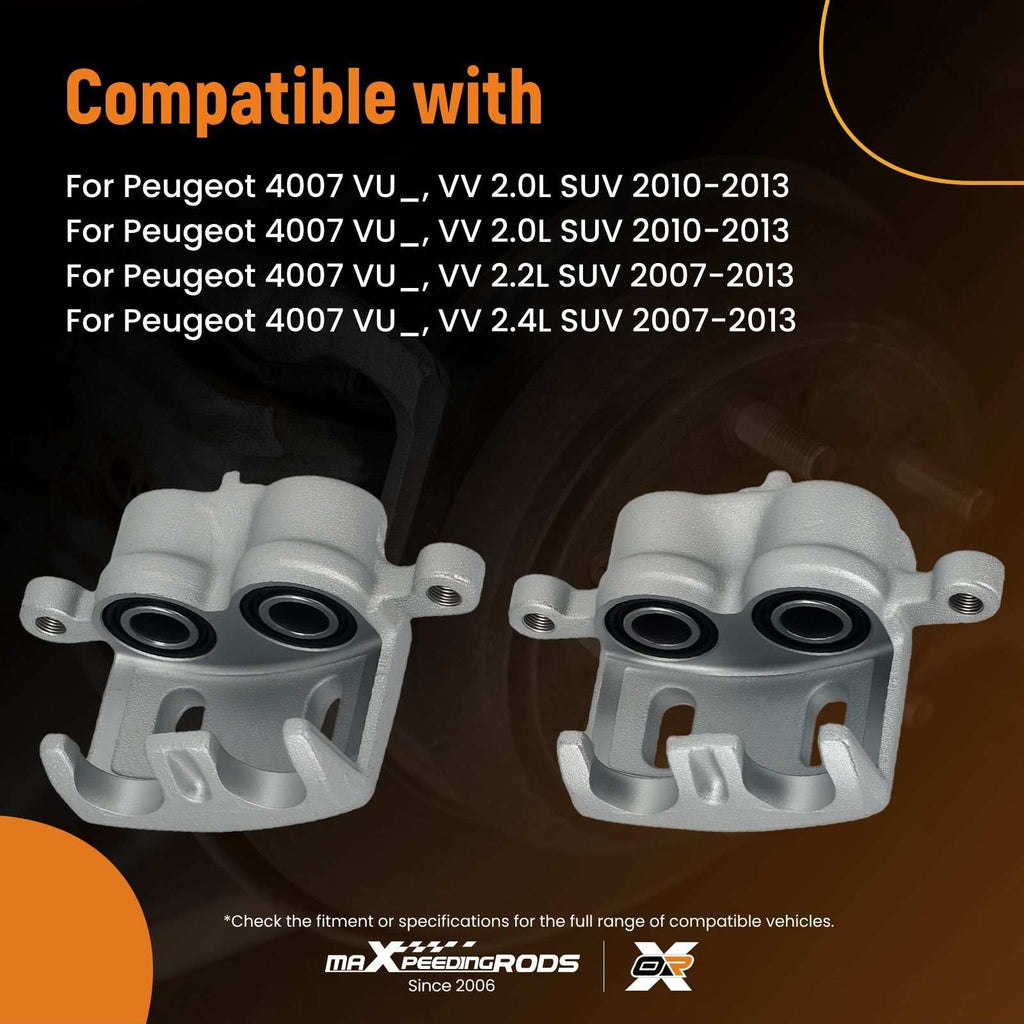 Floating Brake Calipers Front L+R compatible for Mitsubishi Outlander/Compatible for Peugeot 4007 2001-13