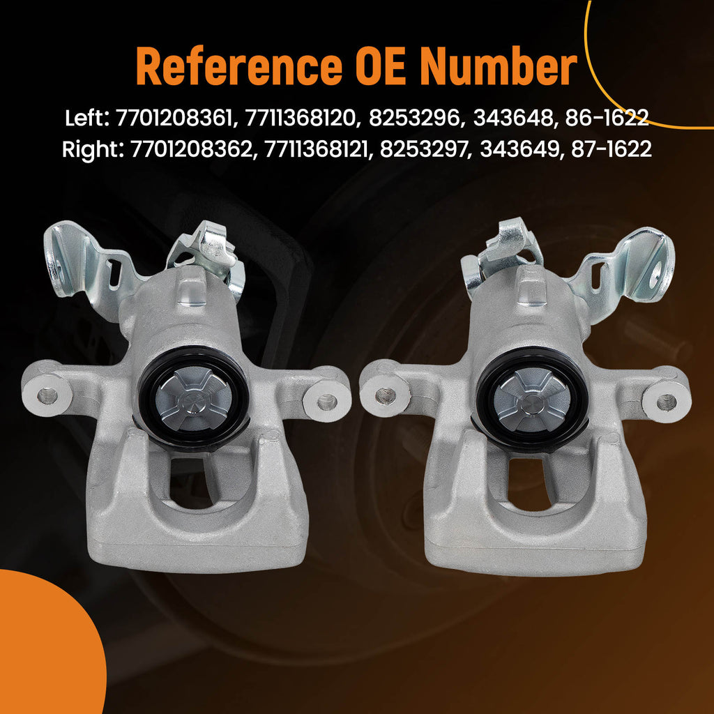 Pair Rear Brake Calipers compatible for Renault Clio MK3 Grandtour Modus 1.1 1.4 1.5 07-12