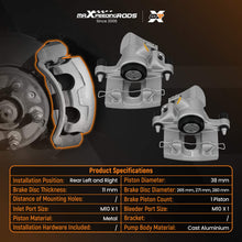 Ladda upp bild till gallerivisning, Pair of Rear LeftRight Brake Caliper compatible for Ford Focus MK III compatible for Mazda 3 Volvo C30
