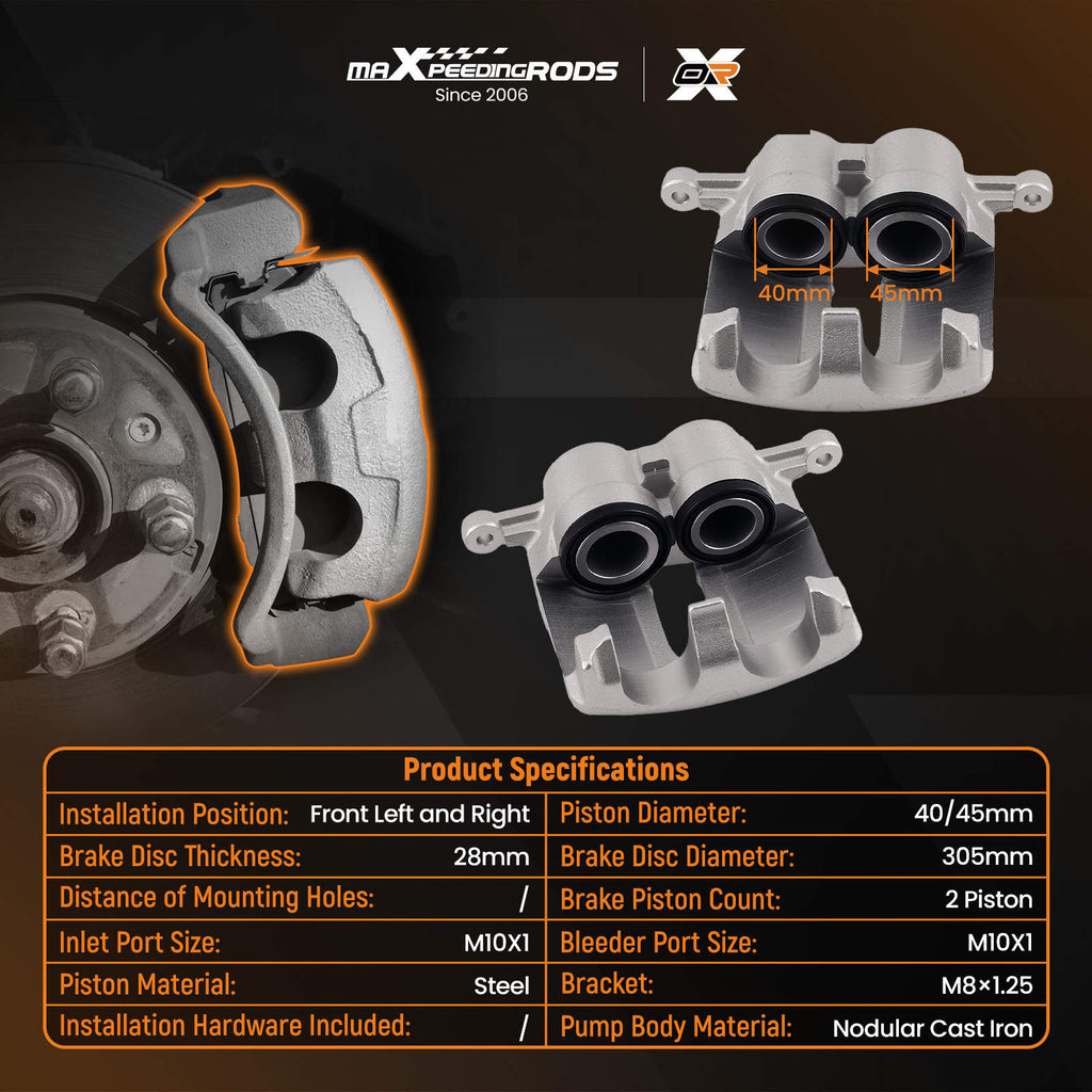 2 Front Brake Caliper Left Right compatible for Nissan Primastar compatible for Opel Vivaro Vivaro A X83
