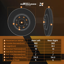 Lataa kuva Galleria-katseluun, Rear Brake Discs Left + Right compatible for Hyundai i30 FD 07-11 compatible for Kia Ceed 584111H300 10mm