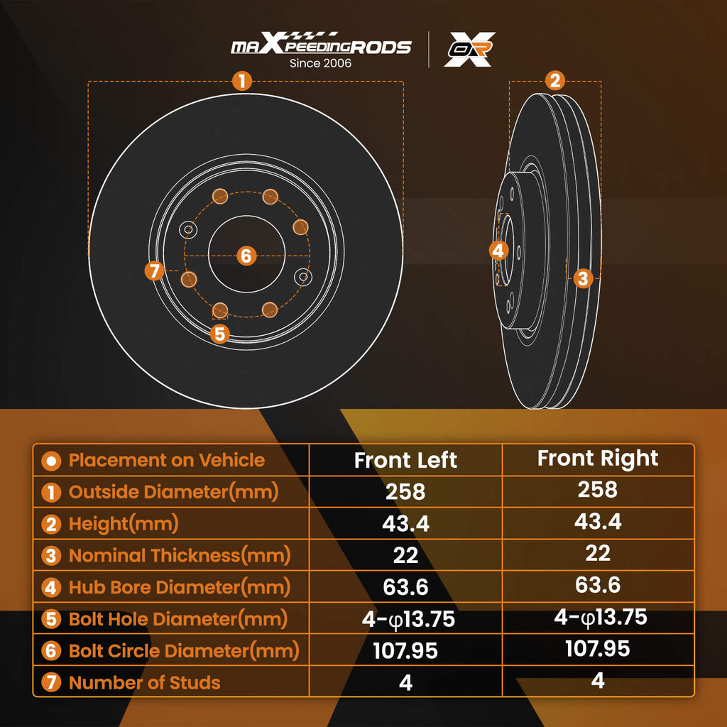 Front Brake Discs and Pads compatible for Ford KA 2001-2008/Puma 2000-2002/Courier 3573537