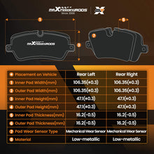 Lataa kuva Galleria-katseluun, Rear Brake Pads Set compatible for Vauxhall Insignia/Compatible for Opel Insignia 2008-2017 13237765