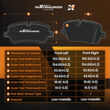 Lataa kuva Galleria-katseluun, 4pcs Front Brake Pads compatible for BMW 3 Touring/5 Touring/X1 2004-2015 34116763618