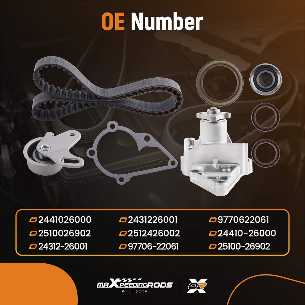 Registerreimsett med vannpumpe, kompatibelt med Hyundai Accent, Excel og Getz samt Kia Rio 1.4, 1.5 og 1.6