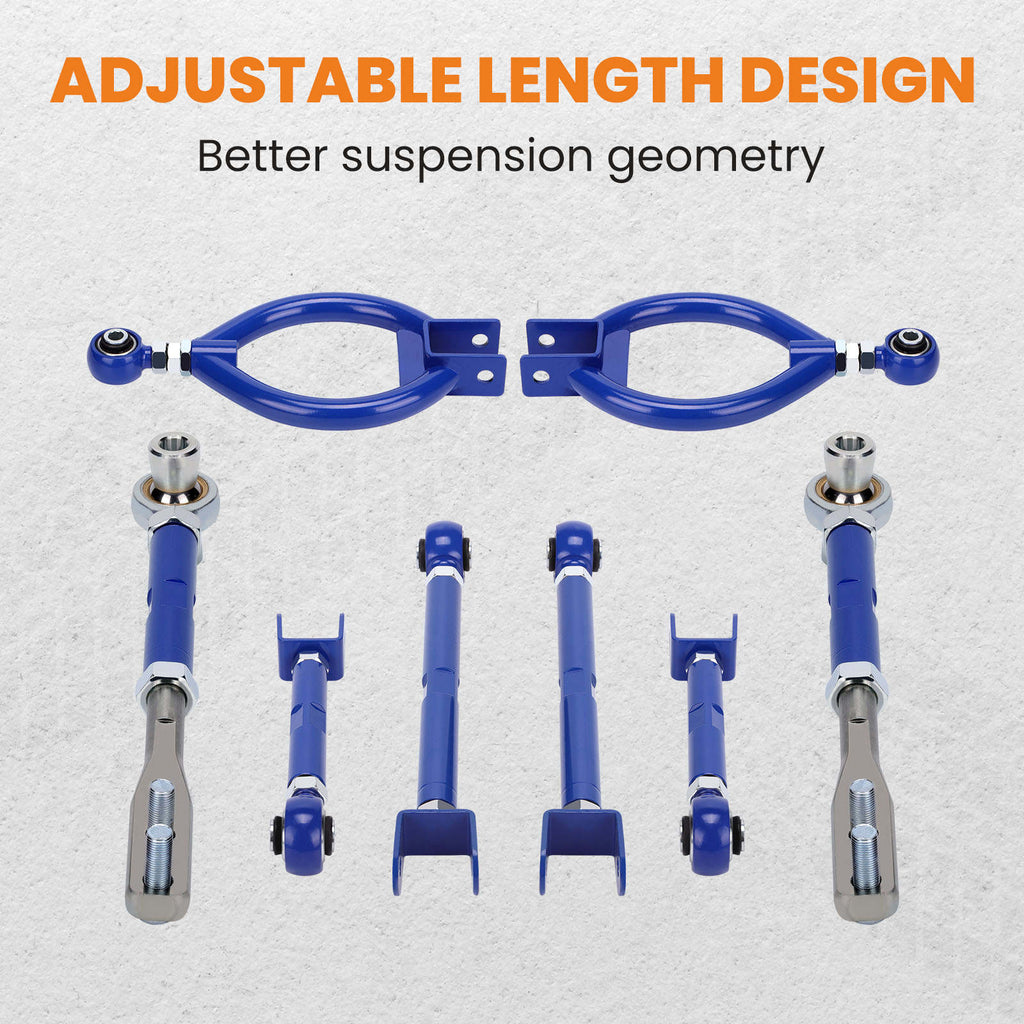 Adjustable Front Tension Rod Rear Camber Toe Traction Arms compatible for Nissan 240sx S13