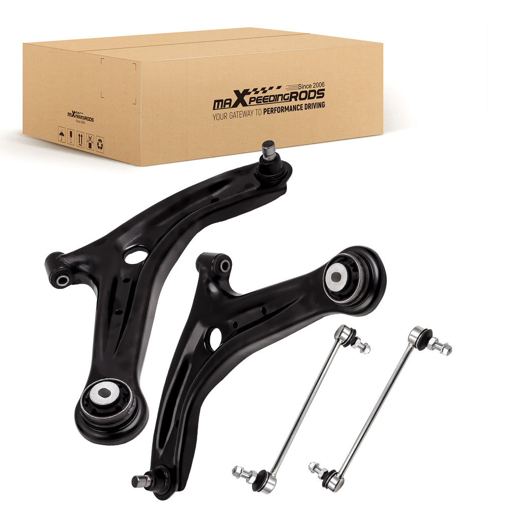 4x voor Onderste Suspension Control Wishbone Arm + Link Fits Ford Fiesta Mk7 Lh Rh