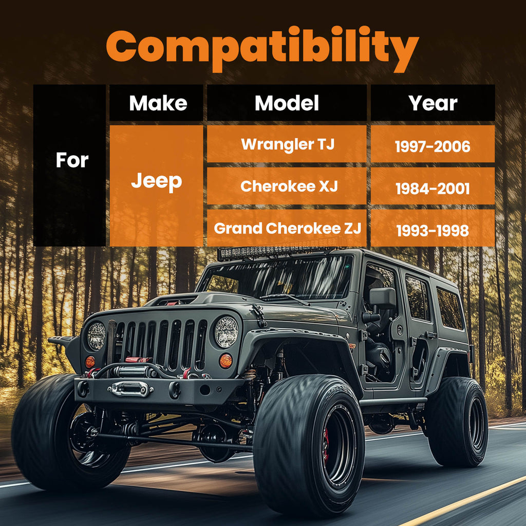 Øvre/nedre fremre bærearm kompatibel med Jeep Wrangler TJ, Cherokee XJ og Grand Cherokee ZJ