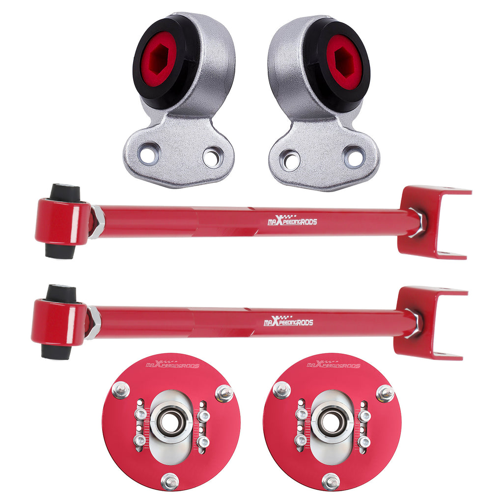 6 stuks Verstelbare Draagarmen + Camber Plates + Draagarm Bushings geschikt voor BMW E46