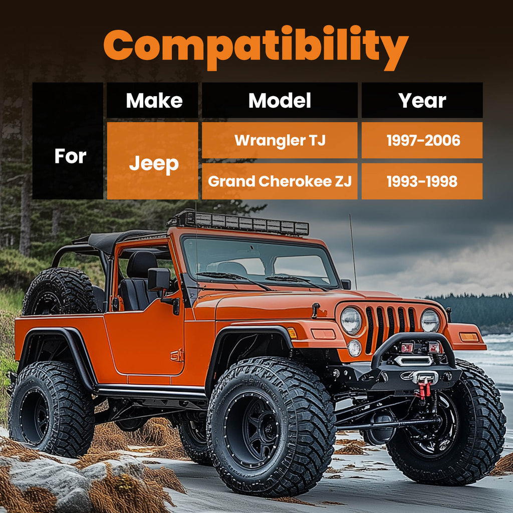 2x Heavy Duty bakre øvre justerbare bærearmer for 1997-2006 kompatibelt med Jeep Wrangler TJ