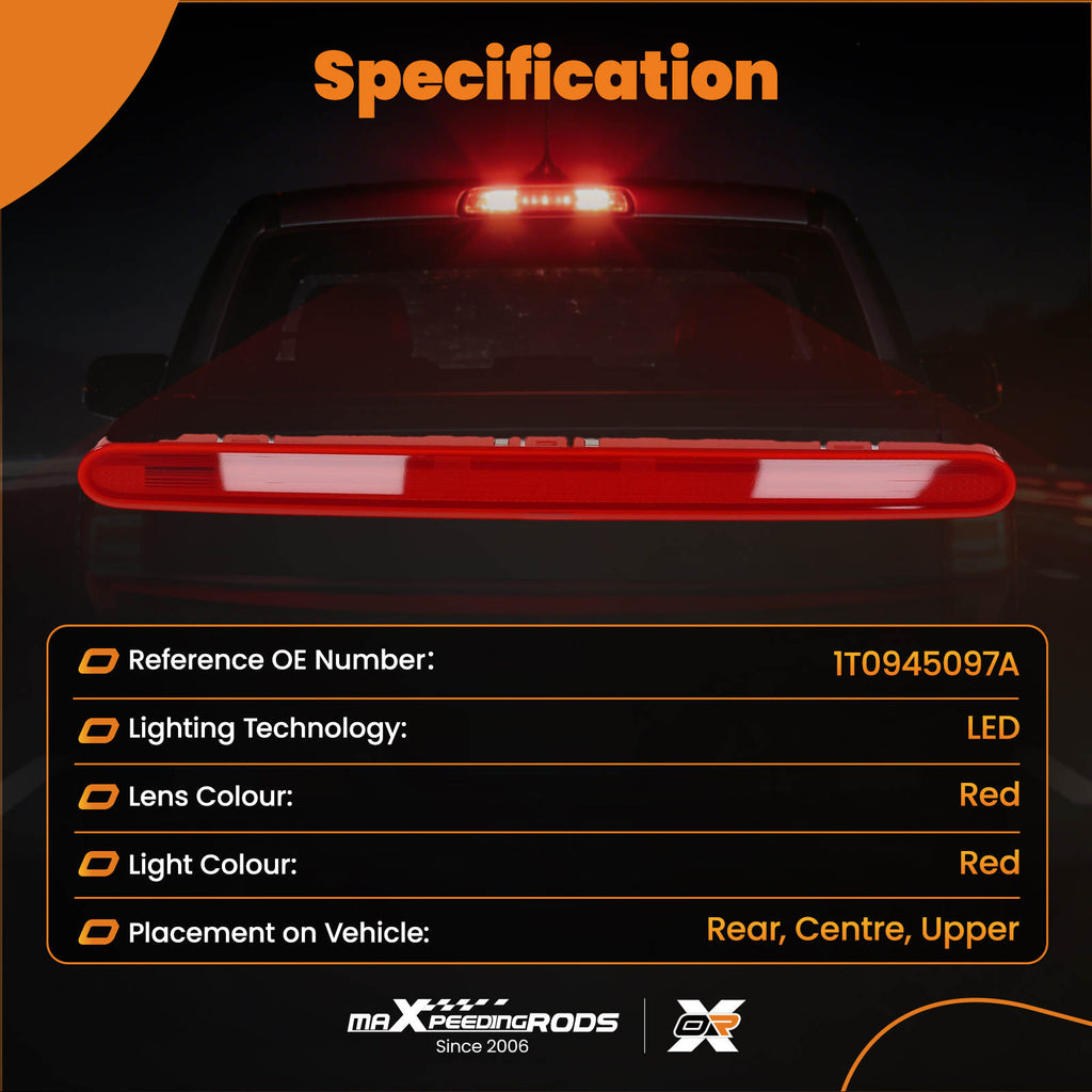 Centre Rear High Level Brake Stop Light compatible for VW Touran 1T 2003-2010 1T0945097A