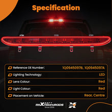 Lataa kuva Galleria-katseluun, LED Red High Level Rear Third Brake Stop Light 1Q0945097A compatible for VW EOS 2006-2016
