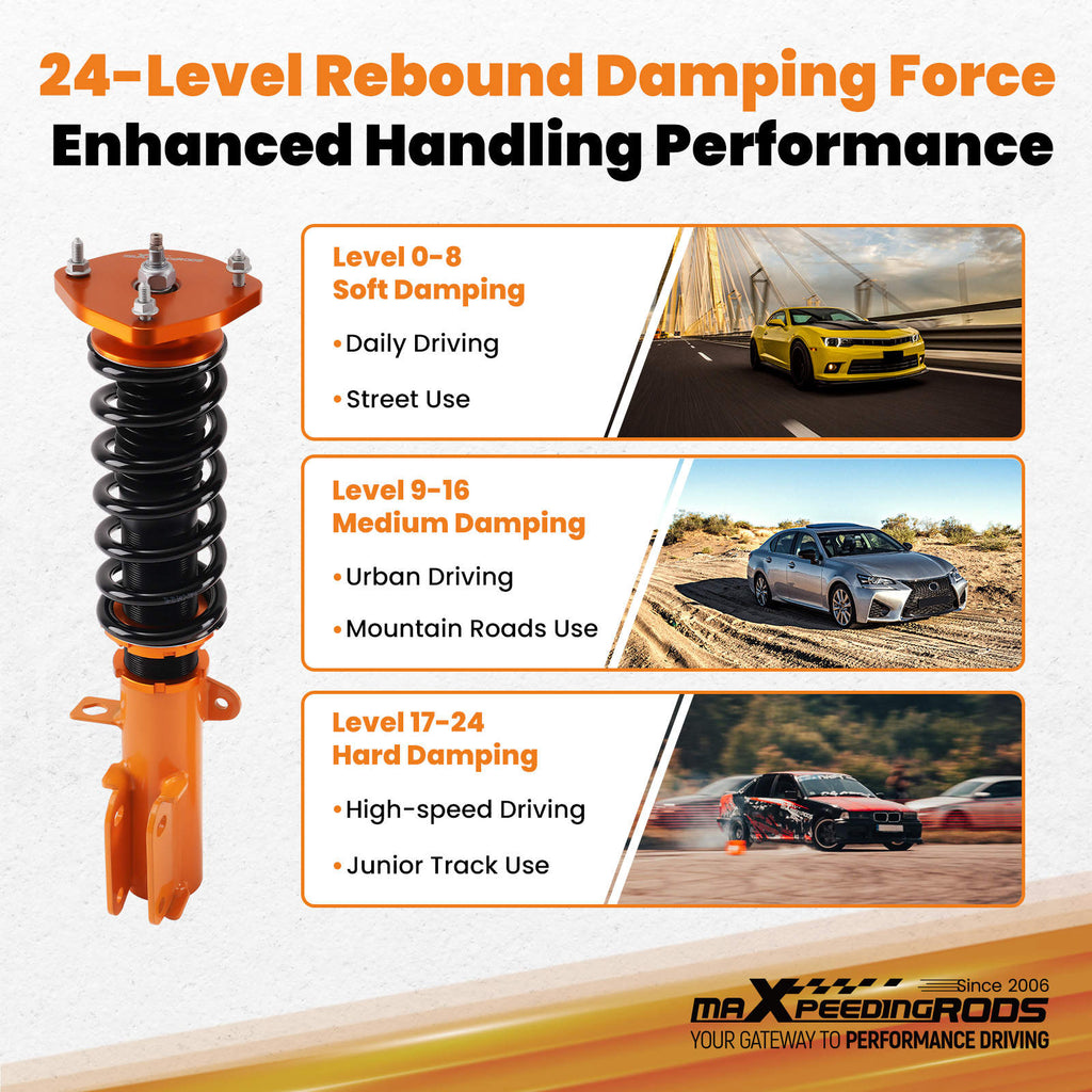 MaXpeedingrods Coilover Kit w/ 24-Way Adj. Damping compatible for Toyota Corolla 1988-2002