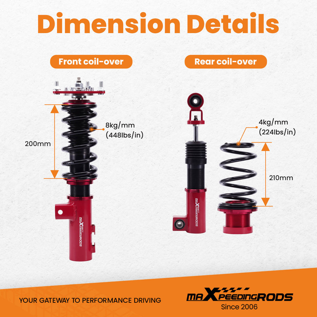 Full Coilovers Suspension Kit compatible for Hyundai Veloster 2013-15 Adj. Height