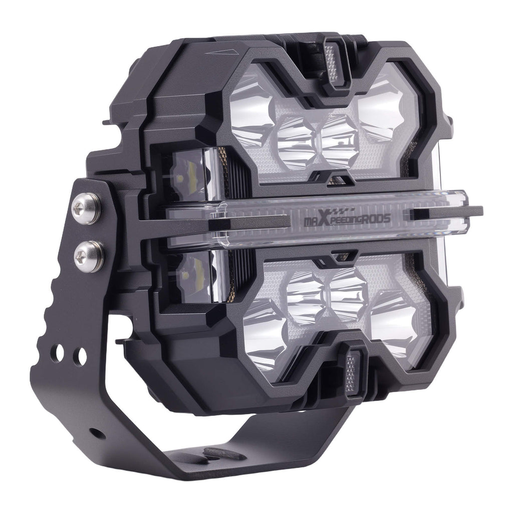7in Matte Black LED Driving Lights Spot BeamSide Shooter RGB DRL for Offroad