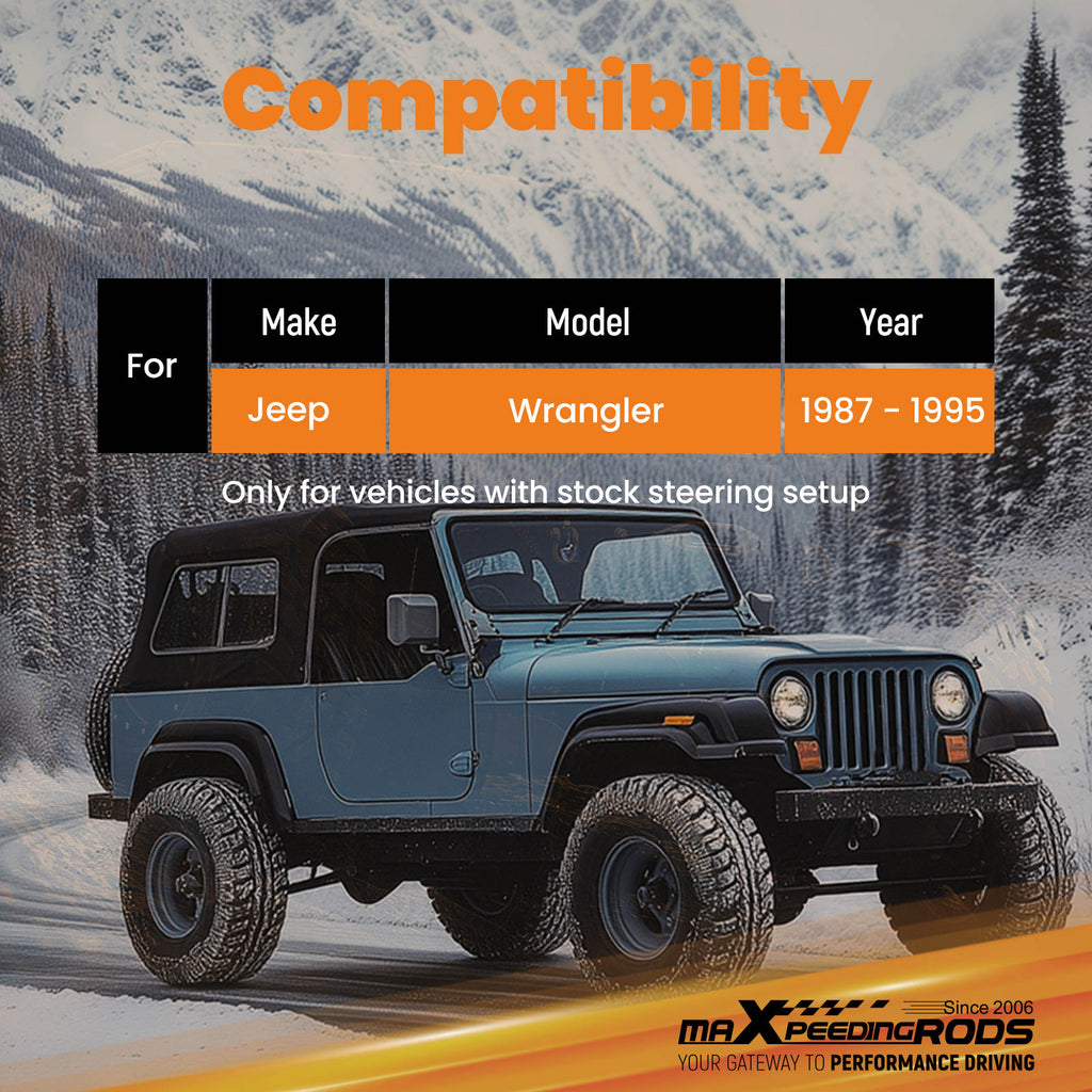 Dual Steering Stabilizer compatible for Jeep Wrangler YJ 4WD 1987-1995 Fit 4-6.5'' Lift Kit