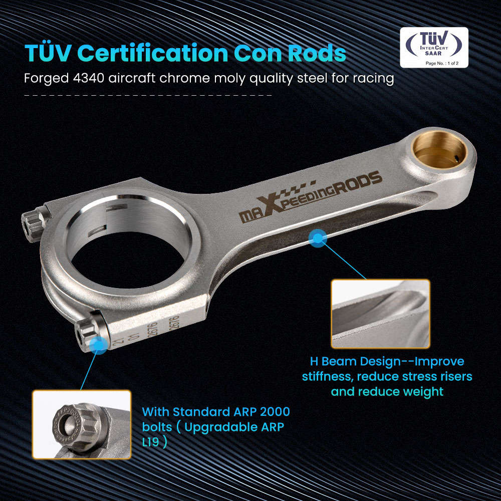 Connecting Rods (with ARP bolts) Compatible for Fiat 2.0 Coupe 5-Cylinder 20V Turbo