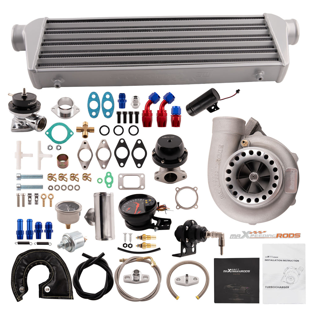 Voor GT3582 GT35 2.5 Inch Turbo Intercooler + Piping + BOV + Wastegate + 4-in-1 Gauge Performance
