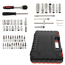 Lataa kuva Galleria-katseluun, Set 53 Tools 1/4" DR Sockets 4-14mm Bits Ratchet Extension Case