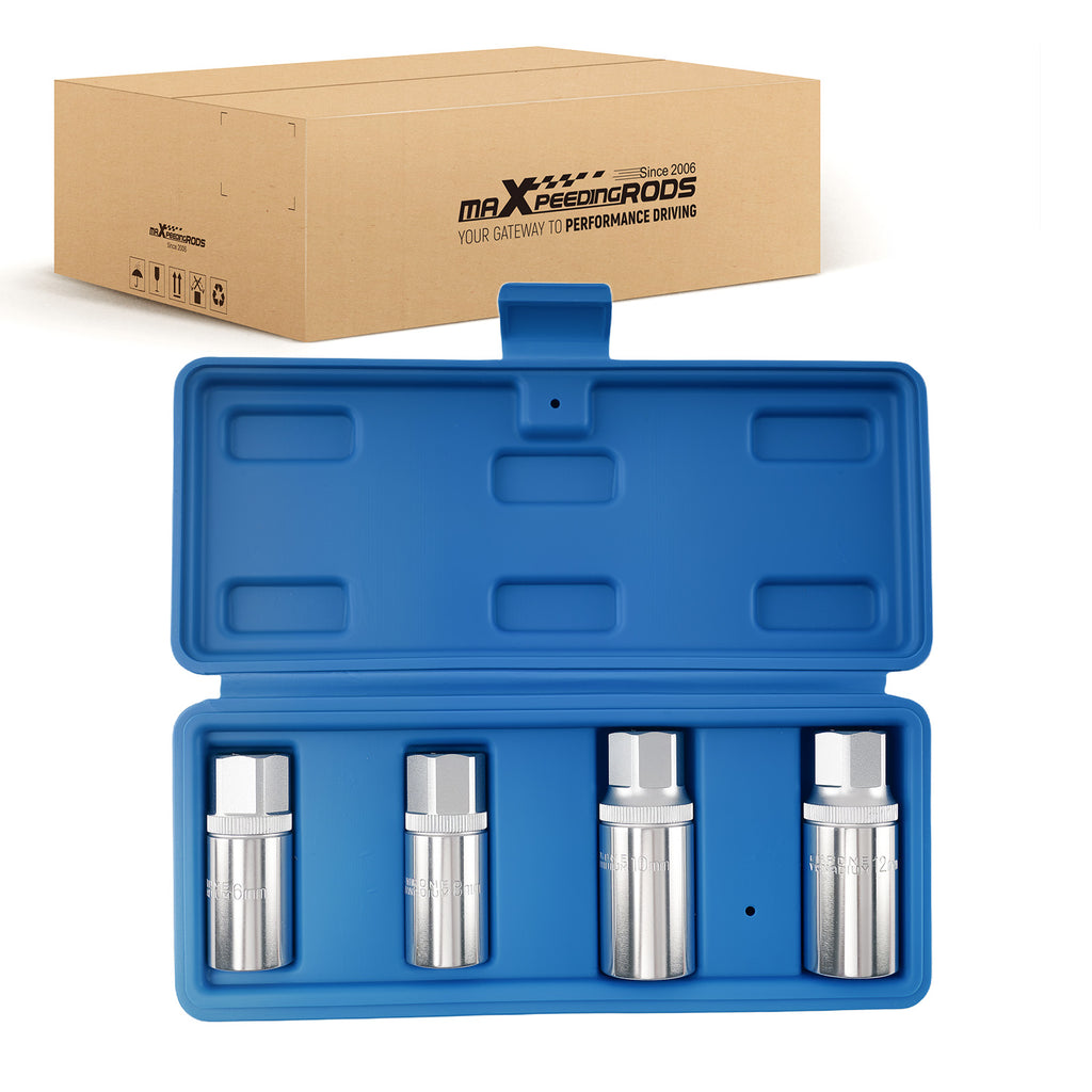 4-Stuk Exhaust Stud Extractor Set CRV 6-12mm 1/2 Inch met Case