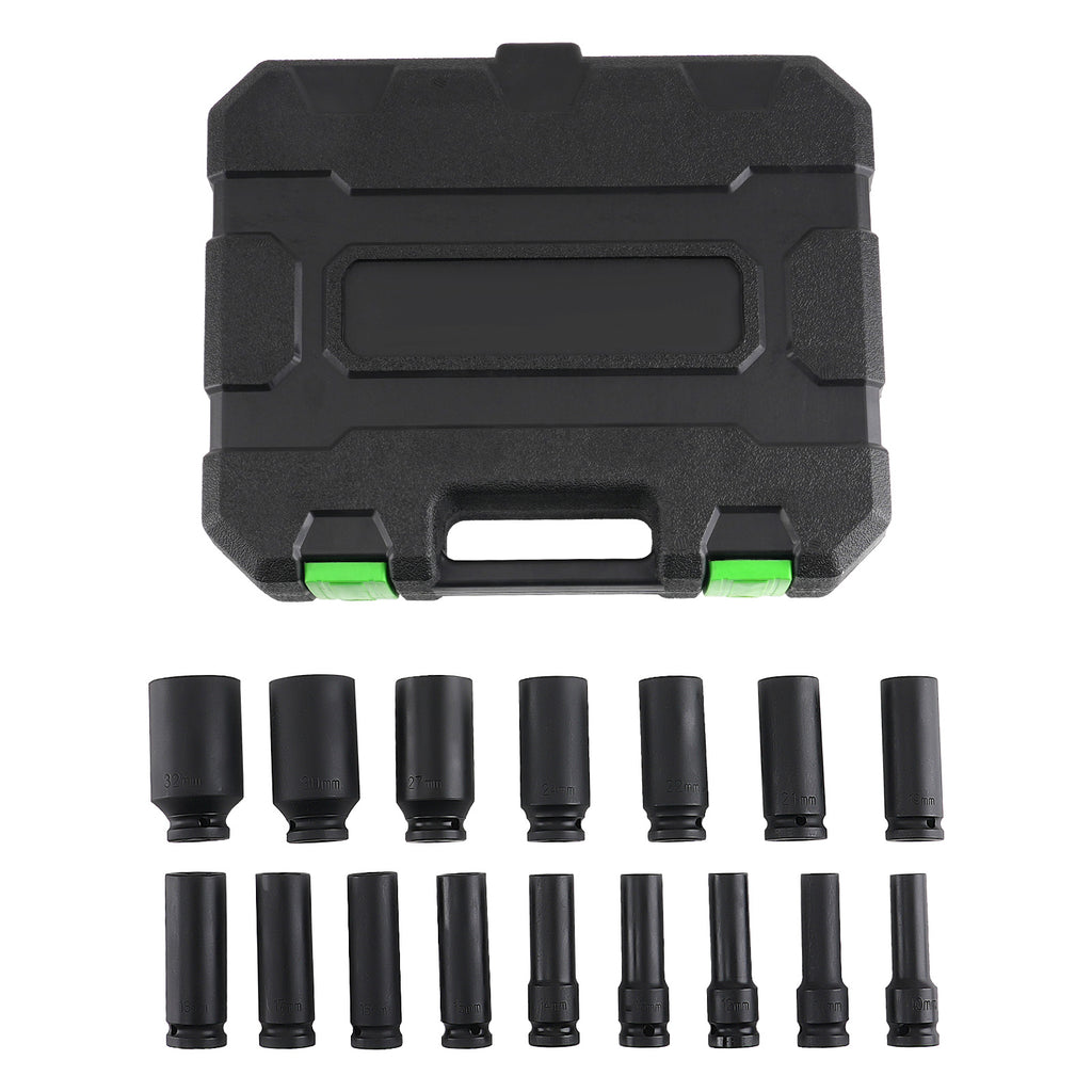 16 1/2-inch Impact Sockets 10-32mm 6-Point Deep Metric Cr-V Phosphate