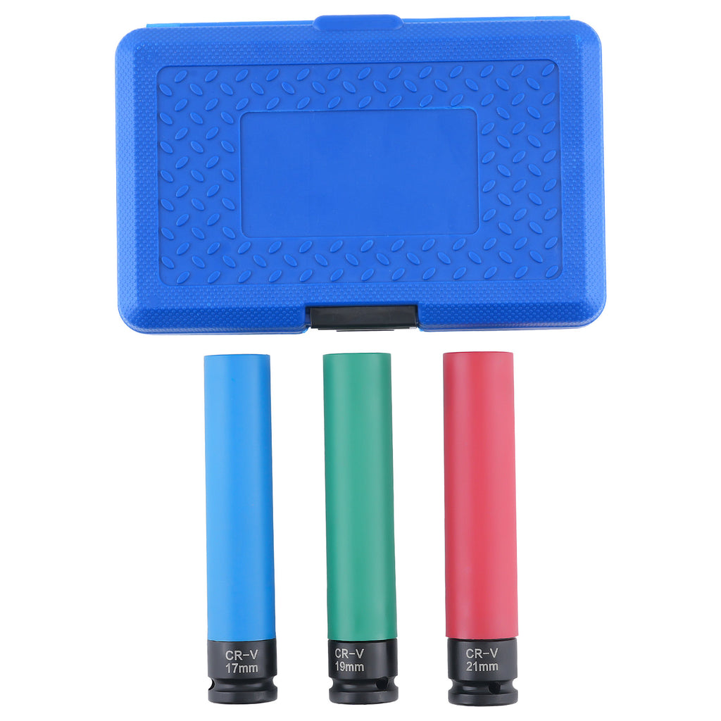 3 Impact Sockets voor Wheels 17 19 21mm 1/2 Inch 150mm 50bc 3 stuks