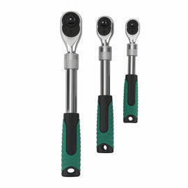 3 Ratchet Wrenches 1/4 3/8 1/2 72 Teeth Extendable Ergonomic Handle
