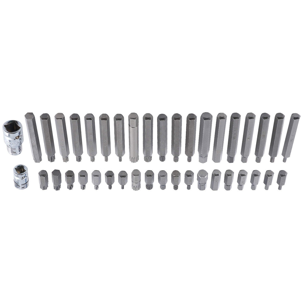 40PC Professional Bit Set Star T20-T55 Hex 4-12mm Spline M5-M12 with Adapters
