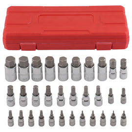 32 stuks Hexagon S2 Staal Bit Socket Set Metric Imperial Case