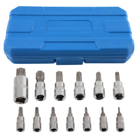 Set of 13 CRV Star Sockets 1/4 3/8 1/2 T8-T70 Storage