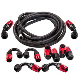 AN8 5M Roestvrij staal Braided Oil Fuel Hose Line and Swivel Fitting End Kit