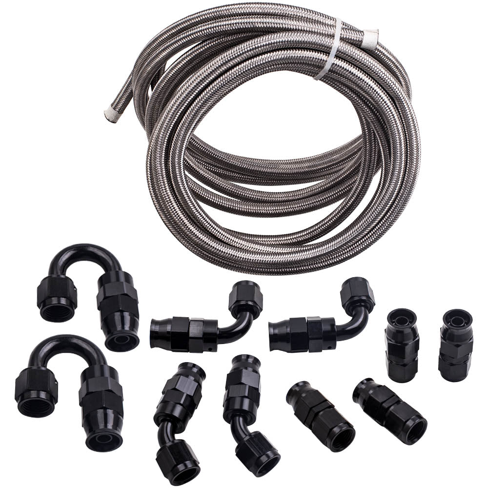 Nieuw AN6 Braided PTFE E85 Ethanol Oil Line Fuel Hose End Fitting 20FT 6 Meters