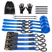 Indlæs billede til gallerivisning 4xRatchet Straps Truck 997kg 4.5m S-Hook Blue S-Hook met Safety Clip
