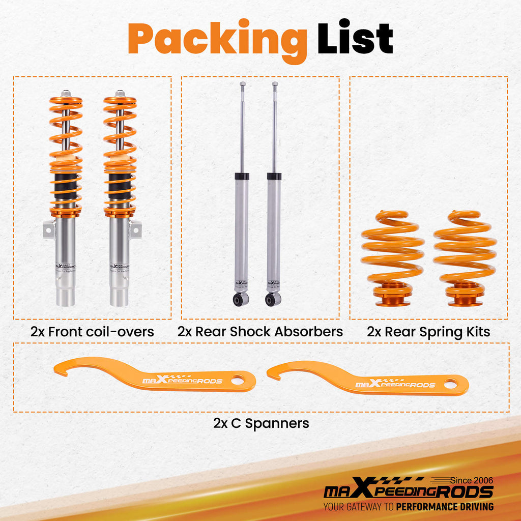 Coilovers Kit compatible for BMW E46 Coupe Sedan Shocks Yellow
