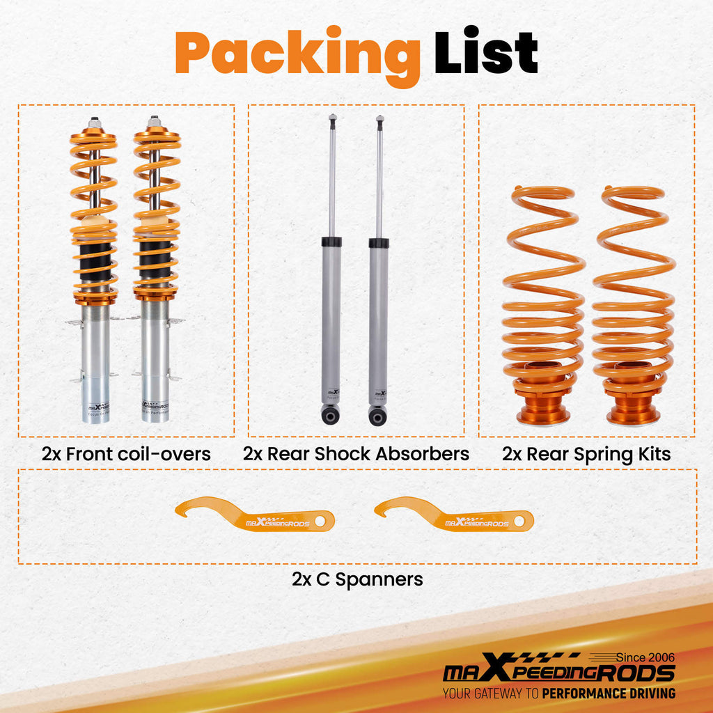 Maxpeedingrods Coilovers Shocks Springs Lowering Kit compatible for VW Golf Jetta MK4 99-04