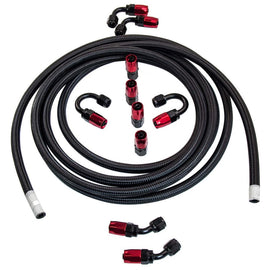 AN6 gevlochten brandstofslang 5m + AN6 fittingset universeel