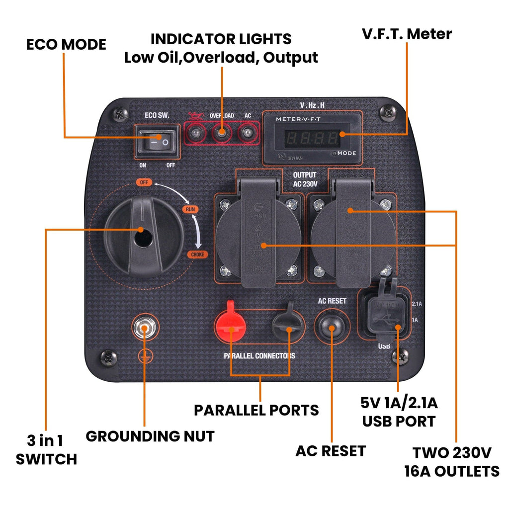 2300W Inverter-generator benzinemodel – Letvægt 18,5 kg bærbar