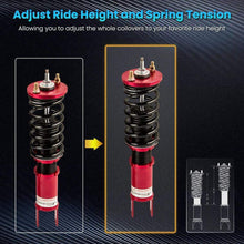 Last inn bildet i Galleri-visningsprogrammet, Schroefset suspension geschikt voor Honda Civic Hatchback EG year 91-95, damping verstelbare, red