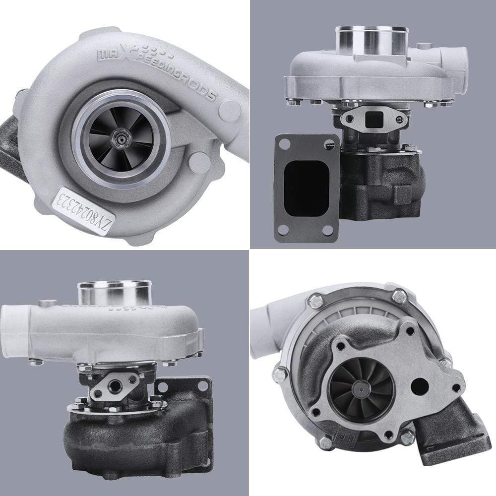 Universell turbo T3/T4 T04E A/R .63 oliekyld T3 5-bults downpipefläns för 2.5-3.5L 4/6-cylindrig upp till 400+ hk